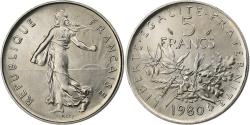 World Coins - France, 5 Francs, Semeuse, 1980, Paris, Nickel Clad Copper-Nickel,