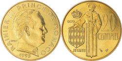 World Coins - Coin, Monaco, Rainier III, 20 Centimes, 1995, Paris, BU,