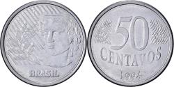 World Coins - Brazil, 50 Centavos, 1994, Stainless Steel, , KM:635