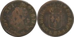 World Coins - France, Louis XVI, Liard, 1791, Rouen, Copper, , Gadoury:348