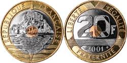 World Coins - Coin, France, Mont Saint Michel, 20 Francs, 2001, BU, , Tri-Metallic
