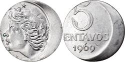 World Coins - Coin, Brazil, 5 Centavos, 1969, planchet error, , Stainless Steel