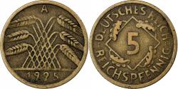 World Coins - GERMANY, WEIMAR REPUBLIC, 5 Reichspfennig, 1925, Berlin, Aluminum-Bronze
