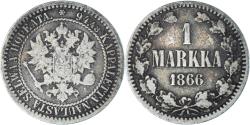 World Coins - Coin, Finland, Alexander II, Markka, 1866, Helsinki, , Silver, KM:3.1