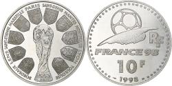 World Coins - France, 10 Francs, Coupe du monde 98, 1998, Monnaie de Paris, BE, Silver