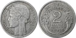 World Coins - France, 2 Francs, Morlon, 1945, Castelsarrasin, Aluminum,
