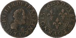 World Coins - France, Henri IV, Double Tournois, 1610, Nantes, Copper,