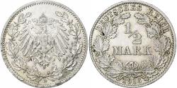 World Coins - GERMANY - EMPIRE, 1/2 Mark, 1916, Munich, Silver, , KM:17