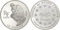 World Coins - France, 10 Francs-1.5 Euro, le penseur de Rodin, 1996, Paris, Silver,