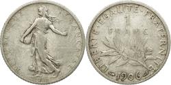World Coins - Coin, France, Semeuse, Franc, 1906, Paris, , Silver, KM:844.1, Le