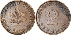 World Coins - Coin, GERMANY - FEDERAL REPUBLIC, 2 Pfennig, 1958, Karlsruhe, , Bronze
