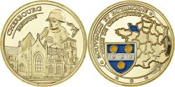 World Coins - France, Medal, Basilique de Cherbourg, Gilt iron, Colourized,