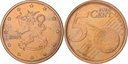 World Coins - Finland, 5 Euro Cent, 2005, Vantaa, Copper Plated Steel,