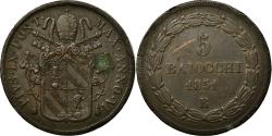 World Coins - Coin, ITALIAN STATES, PAPAL STATES, Pius IX, 5 Baiocchi, 1851, Roma,