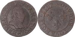 World Coins - Coin, France, Henri III, Double Tournois, 1587, Paris, , Copper