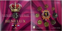 World Coins - Benelux, 3x 1 ct. - 2€ + Token, Les 3 monarchies, BU, 2011,