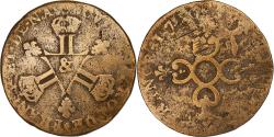 World Coins - France, Louis XIV, Six deniers dits "dardenne", 1710, Aix, Copper,