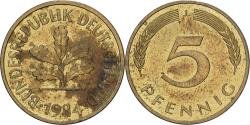 World Coins - Federal Republic of Germany, 5 Pfennig, 1984, Hambourg, Brass Clad Steel