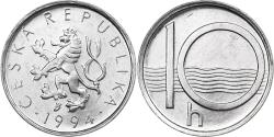 World Coins - Czech Republic, 10 Haleru, 1994, Jablonec nad Nisou, Aluminum,