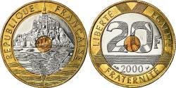 World Coins - Coin, France, Mont Saint Michel, 20 Francs, 2000, BU, , Tri-Metallic