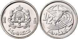 World Coins - Morocco, Mohammed VI, 1/2 Dirham, 2002/AH1423, Paris, Copper-nickel,