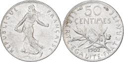 World Coins - France, 50 Centimes, Semeuse, 1902, Paris, Silver, , Gadoury:420