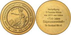 World Coins - Switzerland, Medal, 700 Ans de la Confédération, 1991, Copper-Nickel Gilt