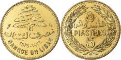World Coins - Lebanon, 5 Piastres, 1975, Nickel-brass, , KM:25.2