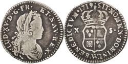 World Coins - Coin, France, Louis XV, 1/12 Écu ou X-S de France-Navarre, 10 Sols-1/8 Ecu