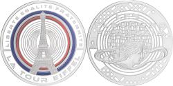 World Coins - France, Medal, Les Fleurons Français, La Tour Eiffel, Silver,