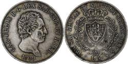 World Coins - Italy, Carlo Felice, 5 Lire, 1829, Genoa, Silver,