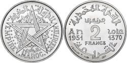 World Coins - Morocco, Mohammed V, 2 Francs, 1951, Paris, Aluminum, , KM:47
