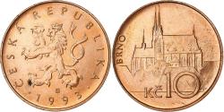 World Coins - Czech Republic, 10 Korun, 1993, Copper Plated Steel, , KM:4