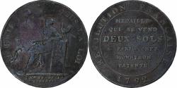 World Coins - France, 2 Sols, Monneron à la Liberté, 1792, Birmingham, Bronze,