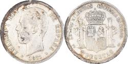 World Coins - Coin, Spain, Amadeao I, 5 Pesetas, 1871, Madrid, , Silver, KM:666