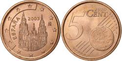 World Coins - Spain, 5 Euro Cent, 2003, Madrid, Copper Plated Steel,