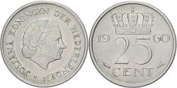 World Coins - Netherlands, Juliana, 25 Cents, 1960, Nickel, , KM:183