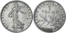 World Coins - France, Semeuse, Franc, 1912, Paris, , Silver, KM:844.1