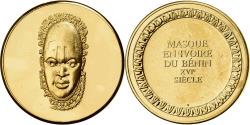 World Coins - France, Medal, Masque en Ivoire du Bénin, Gilt Bronze,