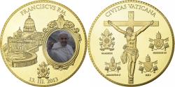 World Coins - Vatican, Medal, Pope Francis I, 2013, Copper Gilt, Proof, Colorized,