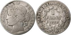 World Coins - France, Franc, Cérès, 1888, Paris, Silver,