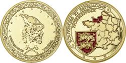 World Coins - France, Medal, Normandie - Viking, Gilt iron, Colourized,