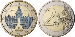 World Coins - Germany, 2 Euro, Sachsen, Iridescent, 2016, Karlsruhe, Bi-Metallic,