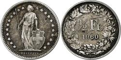 World Coins - Switzerland, 1/2 Franc, 1960, Bern, Silver, , KM:23