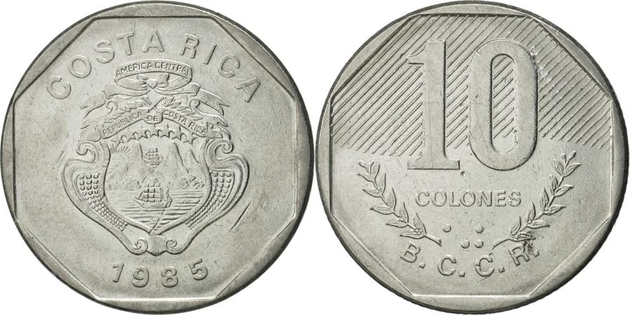 Costa Rica, 10 Colones, 1985, , Stainless Steel, KM:215.2 | North ...