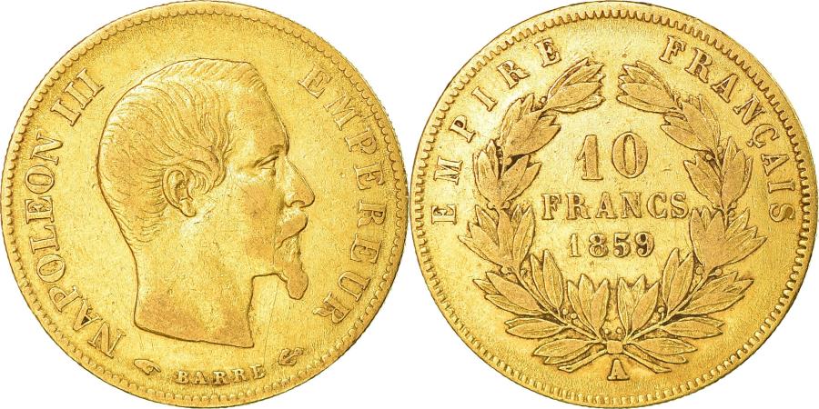 Coin, France, Napoleon III, 10 Francs, 1859, Paris, ,KM 784.3