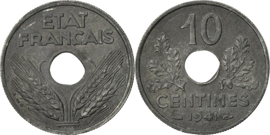 valeur piece 10 centimes etat francais 1941