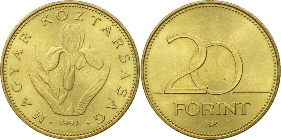 20 Forint  1994-2006  Forint  Collactable Coin  Hungary  MAGYAR K\u00d6ZT\u00c1RSAS\u00c1G  BP  Europe  Flower Coin