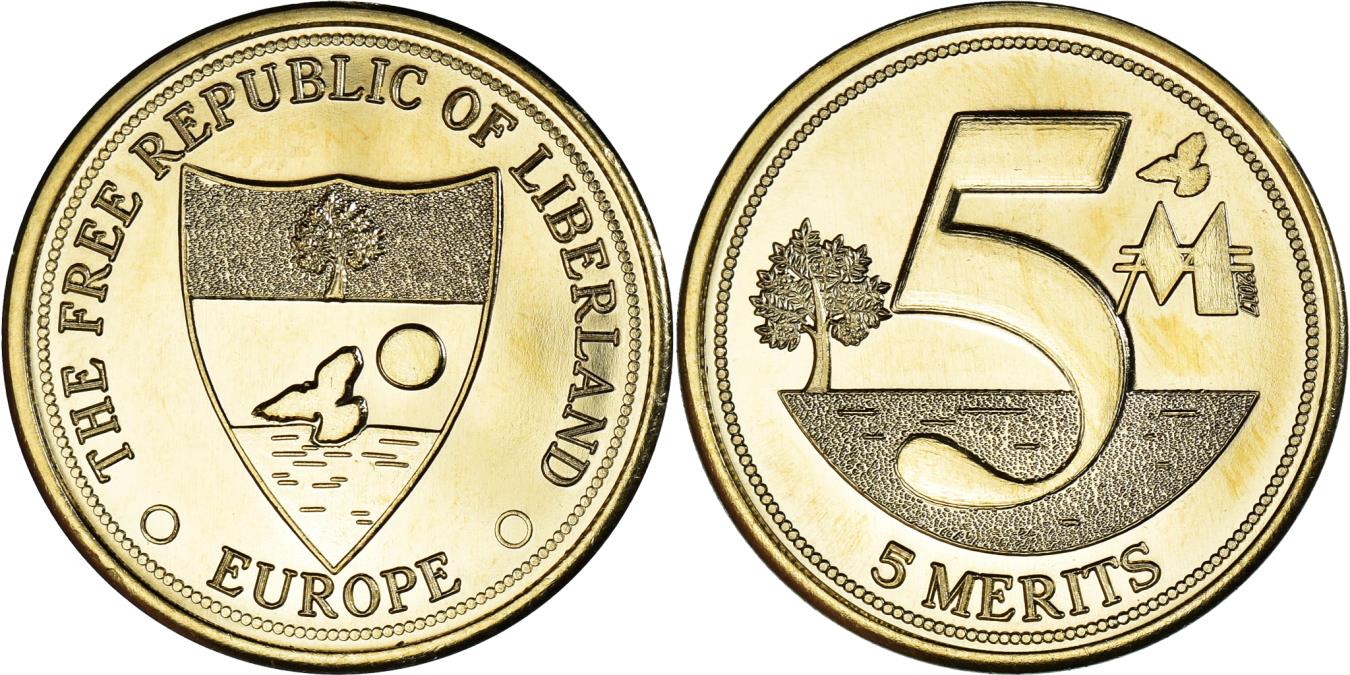 Coin, Eurozone, 5 Merits, 2017, LIBERLAND, , laiton | European Coins