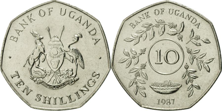 set 4 coins 1 2 5 10 Shillings 1987 aUNC Lemberg-Zp Uganda 